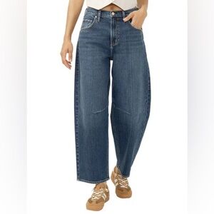 Silver High Rise Barrel Leg Jeans